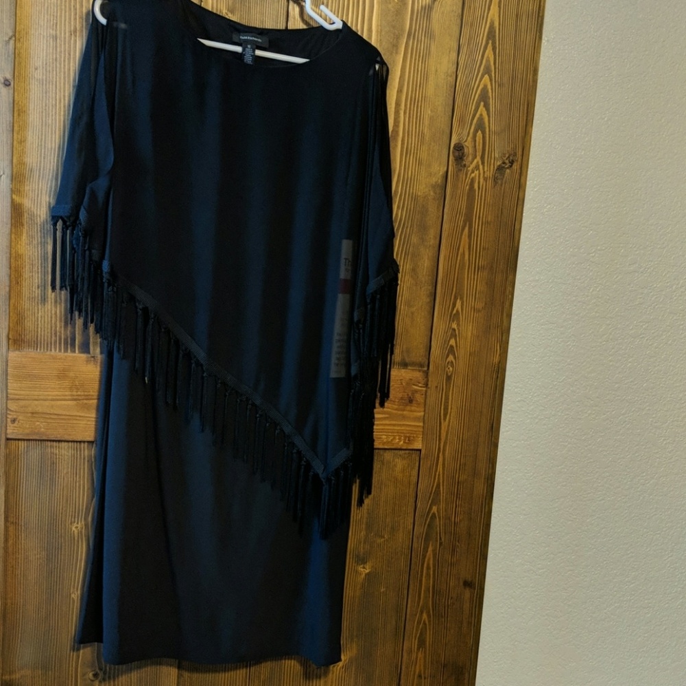 Black fringe short dress